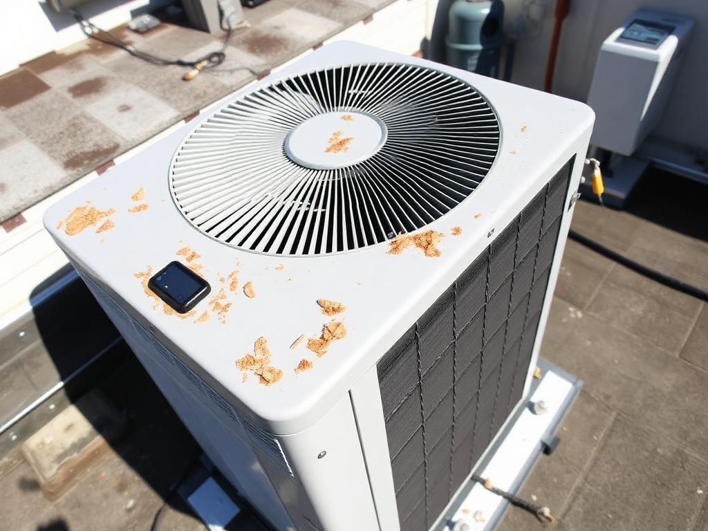 After photo of a rooftop condenser unit attached to work order WO-1039